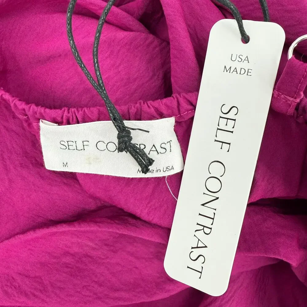 SELF CONTRAST Dress Women’s Size Medium NWT Norah Midi Slip Magenta Drape Neck